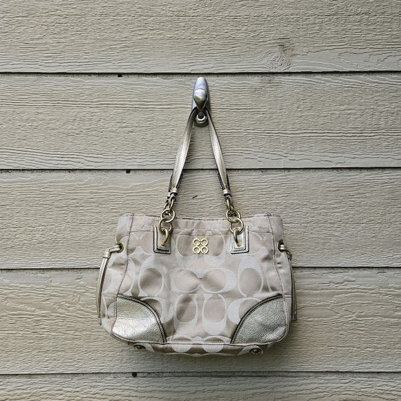 Coach Colette Signature C canvas bag tan gold - Picture 1 of 14